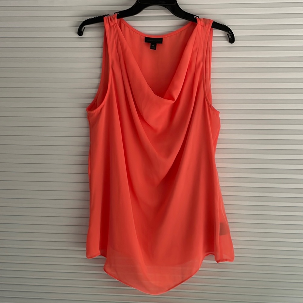 Dressy Slightly Sheer Tank in Coral- XL